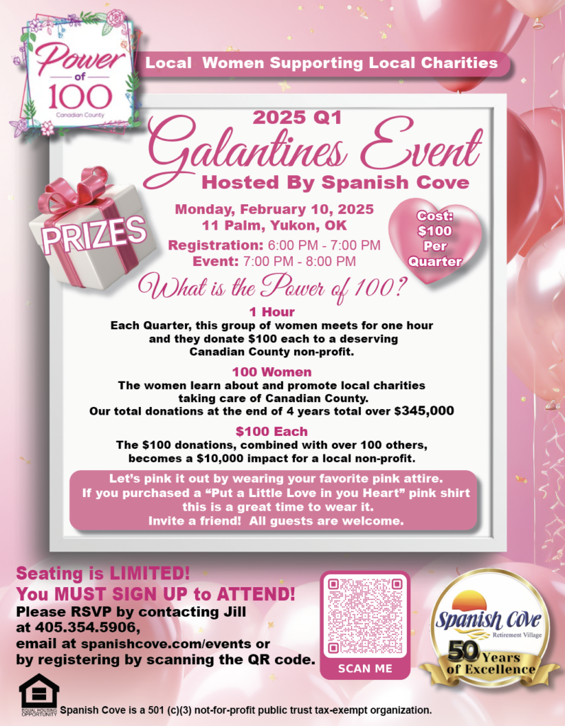 Canadian County Power of 100 Q1 Galantine's Event at Spanish Cove